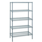 Quantum WR86-2148GY-5 48" W x 86" H x 21" D Gray Epoxy Antimicrobial Finish Wire Shelving Starter Kit