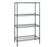 Quantum WR54-1454P 54" W x 14" D x 54" H Green Epoxy Antimicrobial Finish Wire Shelving Starter Kit