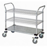 Quantum WRC-2436-3CG 37.5" H x 36" W x 24" D 3 Shelves 2 U Shaped Handles Open Base Utility Cart