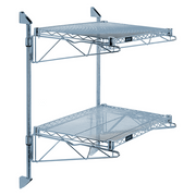 Quantum WC34-CB1248GY 48" W x 12" D Gray Epoxy Antimicrobial Finish Cantilever Double Shelf Post Wall Mount