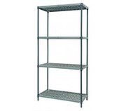 Quantum WR74-2454WPM 54" W x 24" D Green Epoxy Antimicrobial Coating 4 Shelves Stationary Wire Plastic Mat Shelving Unit