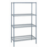 Quantum WR63-2154GY 54" W x 21" D x 63" H Gray Epoxy Antimicrobial Wire Shelving Starter Kit