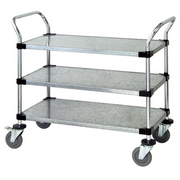 Quantum WRSC-2442SS-3S 37.5" H x 42" W x 24" D 3 Shelves 2 U Shaped Handles Open Base Utility Cart