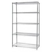 Quantum WR63-2124C-5 24" W x 21" D x 63" H Chrome Plated Wire Shelving Starter Kit