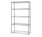 Quantum WR86-2160C-5 60" W x 86" H x 21" D Chrome Plated Finish Wire Shelving Starter Kit