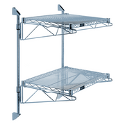 Quantum WC34-CB1236GY 36" W x 12" D Gray Epoxy Antimicrobial Finish Cantilever Double Shelf Post Wall Mount