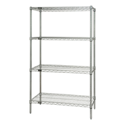 Quantum WR63-2472C 72" W x 24" D x 63" H Chrome Plated Wire Shelving Starter Kit