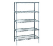 Quantum WR54-1272GY-5 72" W x 12" D x 54" H Gray Epoxy Antimicrobial Finish Wire Shelving Starter Kit