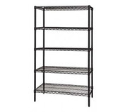 Quantum WR86-2460BK-5 60" W x 24" D x 86" H Black Epoxy Antimicrobial Finish Wire Shelving Starter Kit