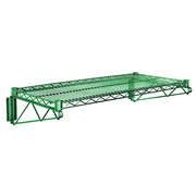 Quantum WDWB1472P 72" W x 14" D Green Epoxy Antimicrobial Finish Wall Mount Cantilever Single Shelf