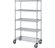 Quantum M2448C47-5 48" W x 24" D x 80" H Chrome Plated 5 Wire Shelves Mobile Cart