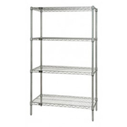 Quantum WR86-2460C 60" W x 24" D x 86" H Chrome Plated Finish Wire Shelving Starter Kit