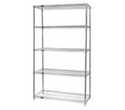 Quantum WR86-2148C-5 48" W x 86" H x 21" D Chrome Plated Finish Wire Shelving Starter Kit