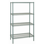 Quantum WR63-1836P 36" W x 18" D x 63" H Green Epoxy Antimicrobial Wire Shelving Starter Kit