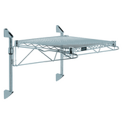 Quantum WC14-CB1472GY 72" W x 14" D Gray Epoxy Antimicrobial Finish Cantilever Single Shelf Post Wall Mount