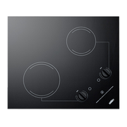 Summit CR2B121 Black Ceramic Glass Top Two Burner Electric Radiant Cooktop - 115 Volts