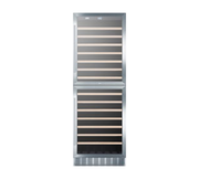 Summit SWC1875B 23.63" W Black Dual Section Glass Door Deluxe Dual Zone Wine Cellar - 115 Volts