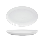 FOH DOS025WHP21 11.5" W x 7.5" D Oval Porcelain Raised Edge Harmony Plate (4 Each Per Case)
