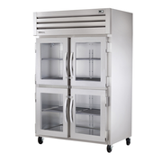 True STG2H-4HG Stainless Steel and Aluminum Reach-In 2 Section SPEC SERIES Heated Cabinet with 4 Half Size Glass Doors - 208-230 Volts 1-Ph