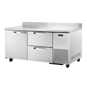 True TWT-67D-2-HC~SPEC3 Stainless Steel 2 Section 1 Door 2 Drawers SPEC SERIES Deep Work Top Refrigerator - 115 Volts 0.1 HP