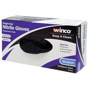 Winco GLN-MB Black Nitrile Medium Disposable Gloves