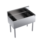 Krowne KR19-36-10 110 Lbs. Ice Capacity Stainless Steel and Galvanized Royal Series Underbar Ice Bin and Cocktail Unit