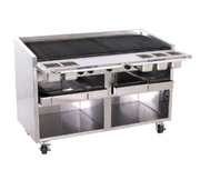 Bakers Pride F-60RS-NG Stainless Steel Floor Model Natural Gas Cast Iron Radiant Charbroiler - 195,000 BTU