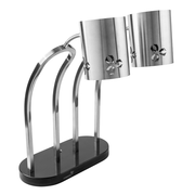 Rosseto HL003 26" H Silver Dual Bulb Free-Standing Stainless Steel Iris Heat Lamp - 110-250 Volts