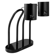 Rosseto HL004 26" H Black Dual Bulb Free-Standing Stainless Steel Iris Heat Lamp - 110-250 Volts