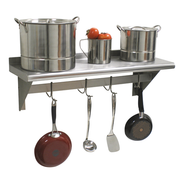 Advance Tabco PS-18-120 120" W x 18" D 18 Gauge Stainless Steel Single Shelf with Pot Rack