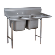 Advance Tabco 9-62-36-18R 42" H x 62" W x 32" D 18 Gauge 304 Stainless Steel 2-Compartment Regaline Sink
