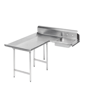 Advance Tabco DTS-D-30-120L 119" L 14 Gauge 304 Stainless Steel Left to Right L-Shaped with Landing Dishlanding-Soil Dishtable