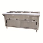 Advance Tabco HF-4E-240-DR 4 Pans Stainless Steel Open Well Enclosed Base Electric Hot Food Table - 208-204 Volts