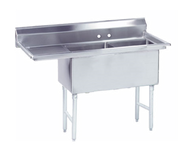 Advance Tabco FS-2-1620-18L 42" H x 52.5" W x 26" D 14 Gauge 304 Stainless Steel 2-Compartment Fabricated Sink