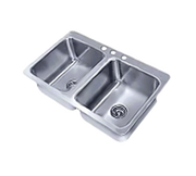Advance Tabco SS-2-4521-12 45.5" W x 21" D x 12" H 18 Gauge 304 Stainless Steel 2-Compartment Smart Series Drop-In Sink