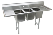 Advance Tabco K7-CS-21 138" W 18 Gauge 304 Stainless Steel Three Compartment Convenience Store Sink