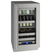U-Line UHBV518-SG01A 17.75" W Stainless Steel One-Section Glass Door 5 Class Undercounter Refrigerator - 115 Volts