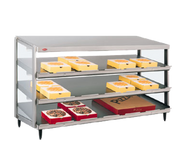 Hatco GRPWS-3618T 35.9" W x 20.1" D Aluminum Triple Slant Shelves Countertop Pass-Thru Glo-Ray Pizza Warmer - 120/208-240 Volts