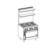 Jade JBR-6-36C-LP 36" W Liquid Propane Stainless Steel 6 Burners Bistro Restaurant Range - 210,000 BTU