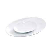 Yanco AC-14-CP 14" L x 9.5" W Super White Porcelain Oval Coupe Rim Abco Platter