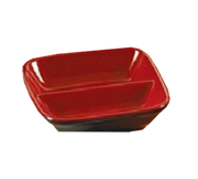 Yanco CR-0001 1 Oz. 3.5" W Black and Red Melamine Square Two-Tone Divided Sauce Dish