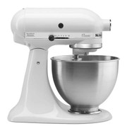 KitchenAid K45SSWH White 10 Speed Classic Series 4.5 Quart Tilt-Head Stand Mixer - 275 Watts