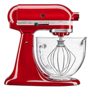 KitchenAid KSM155GBCA 5 Qt. Candy Apple Red 10-Speed KitchenAid Artisan Design Series Tilt-Head Stand Mixer with Glass Bowl