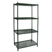 Omcan USA 45171 48" W Green Epoxy Finish 4 Wire Shelves and Posts Shelving Unit