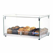 Omcan USA 44371 21.8" W x 14.2" D x 12.2" H Curved Front Glass and Stainless Steel Countertop Display Case