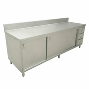Omcan USA 45285 60" W x 30" D 430 Stainless Steel 16 Gauge Cabinet Base with Sliding Doors Work Table