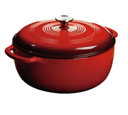 Lodge EC7D43 7.5 Qt. Round Red Porcelain Enameled Cast Iron Dutch Oven