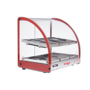 Skyfood FWD2-18R 18.5" W Red Stainless Steel Base Curved Glass Food Warmer Display Case - 120 Volts