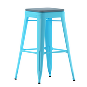 Flash Furniture 4-ET-31320-30-TL-R-PL2C-GG 440 Lbs. Teal-Blue Poly Resin Seat Cierra Indoor Bar Stool