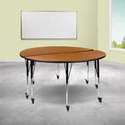 Flash Furniture XU-GRP-A60-HCIRC-OAK-T-A-CAS-GG 60" W Oak Round Laminate Activity Table